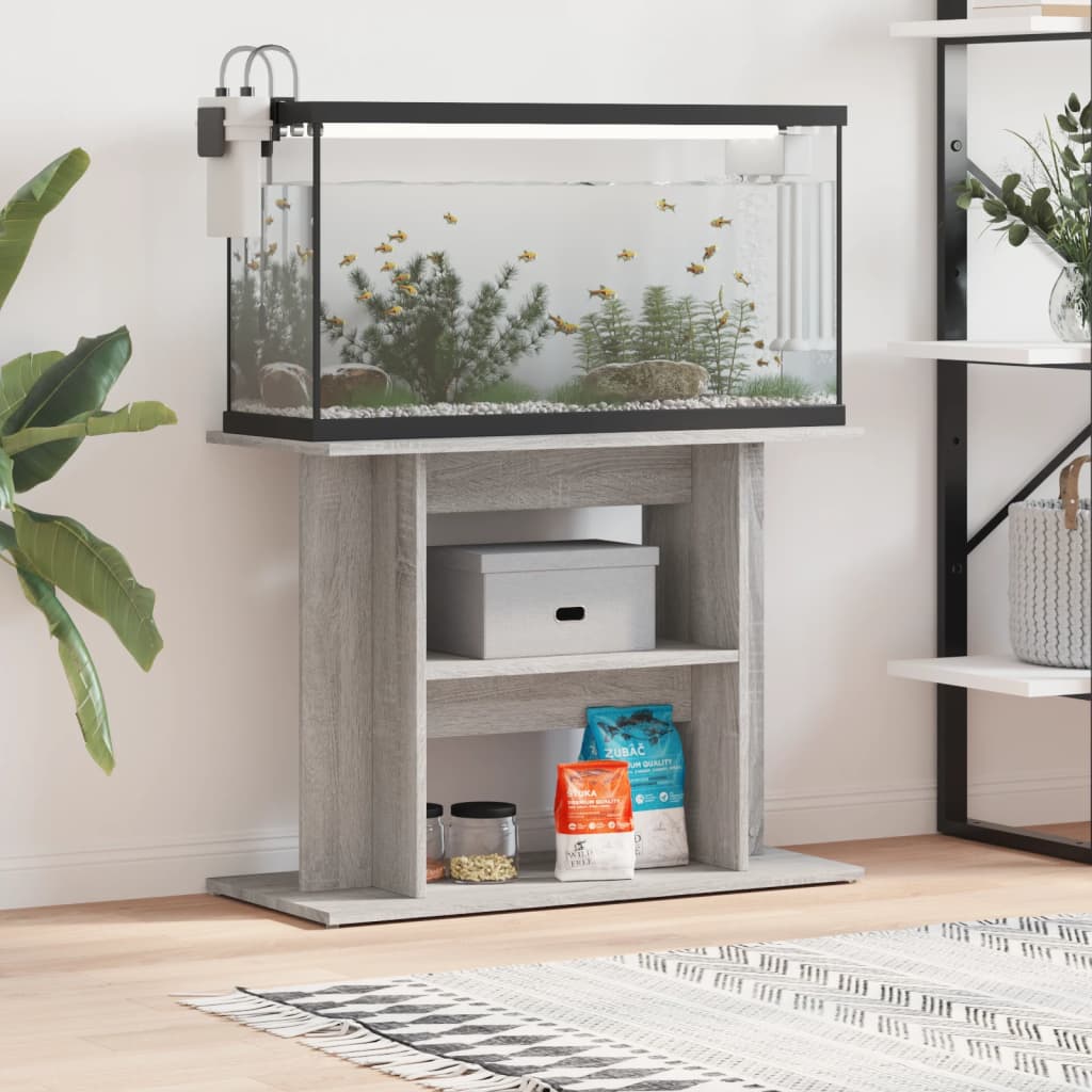 Aquarium Stand Grey Sonoma 80x35x60 cm Engineered Wood - The Home Maker