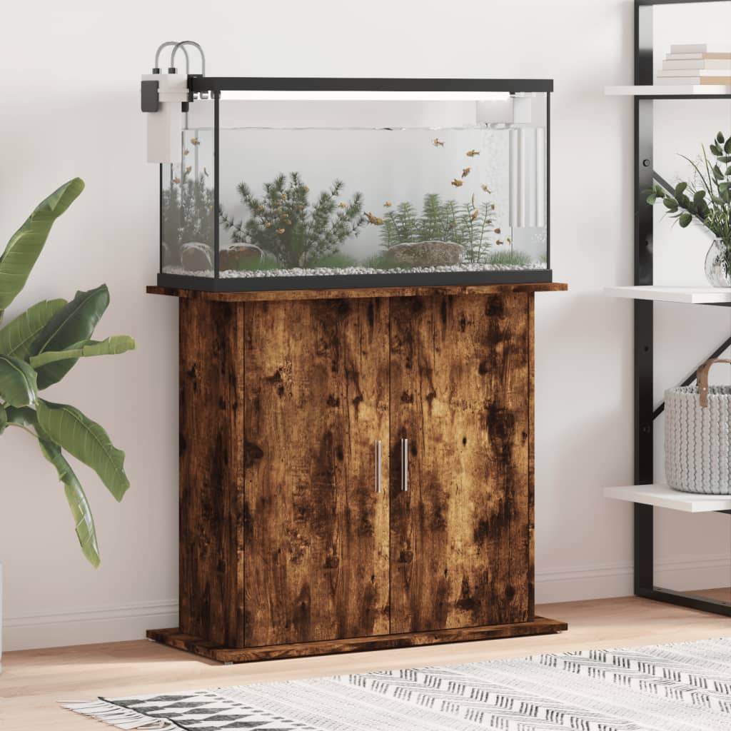 Aquarium Stand Smoked Oak 81x36x73 cm Engineered Wood - Merlin Deals