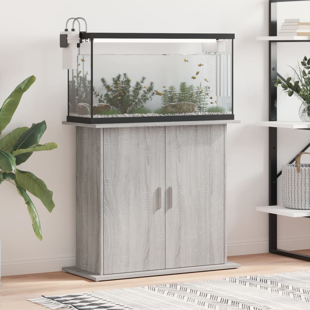 Aquarium Stand Grey Sonoma 81x36x73 cm Engineered Wood - Brittle & Co