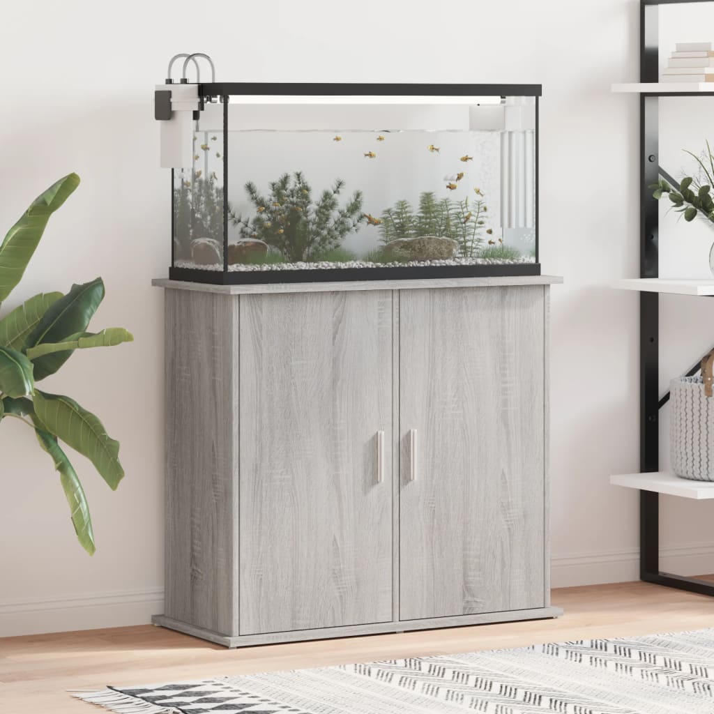 Aquarium Stand Grey Sonoma 81x36x73 cm Engineered Wood - All Things Good