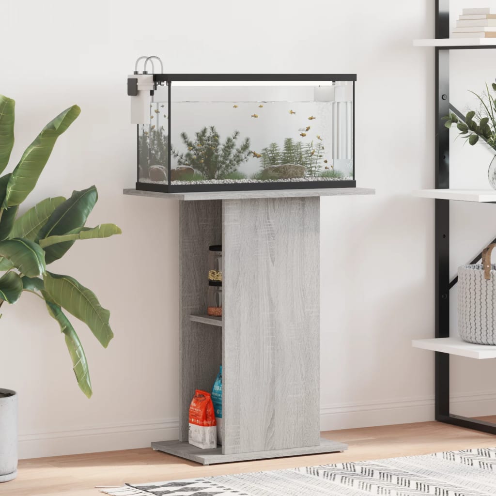 Aquarium Stand Grey Sonoma 60.5x36x72.5 cm Engineered Wood - Brittle & Co