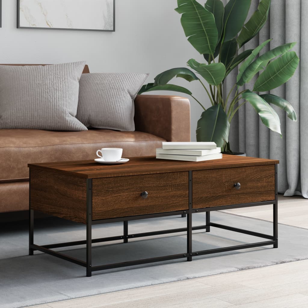 Coffee Table Brown Oak 100x51x40 cm Engineered Wood - The Home Maker