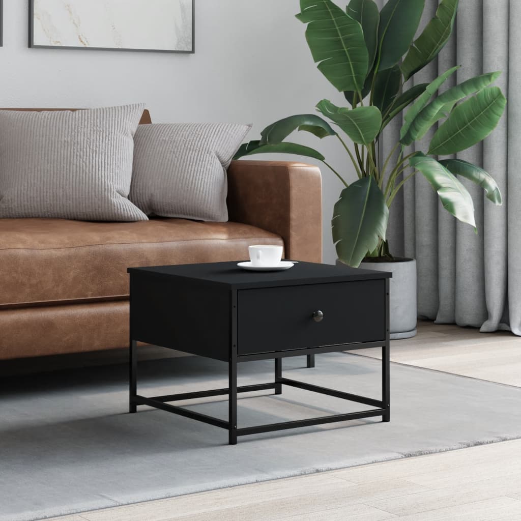 Coffee Table Black 51x51x40 cm Engineered Wood - Merlin Deals