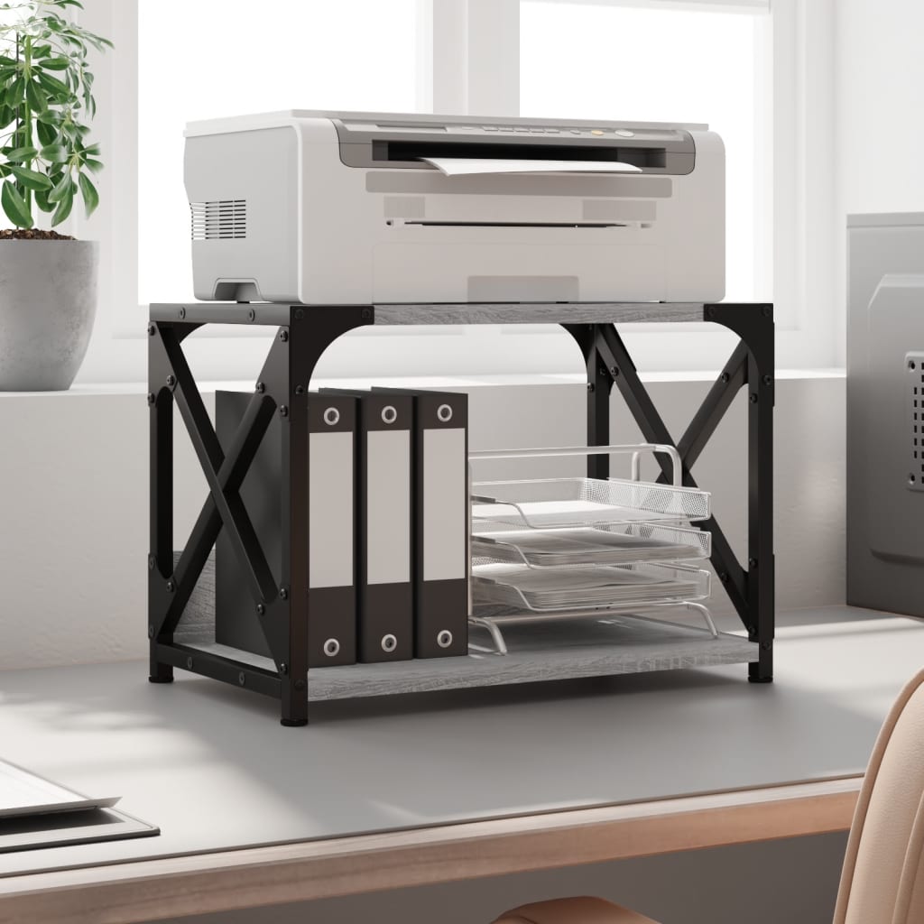 Printer Stand 2-Tier Grey Sonoma 44x26x31.5 cm Engineered Wood - The Home Maker