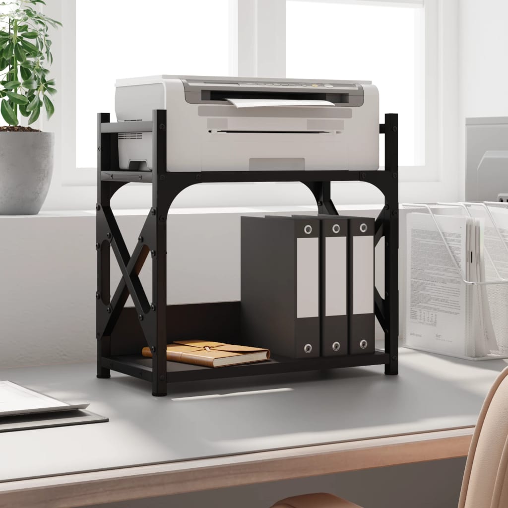 Printer Stand 2-Tier Black 40x20x40 cm Engineered Wood - Casper Homes