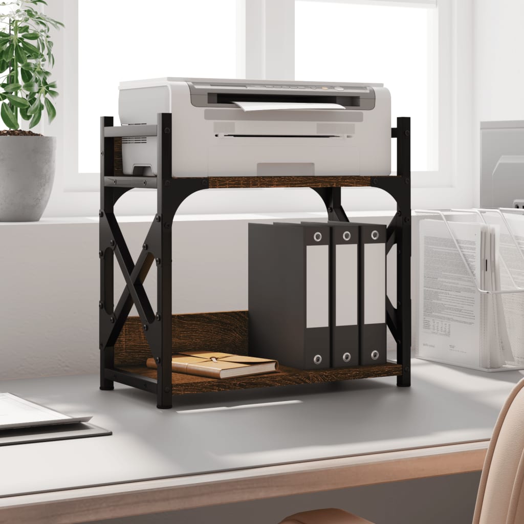 Printer Stand 2-Tier Brown Oak 40x20x40 cm Engineered Wood - Merlin Deals