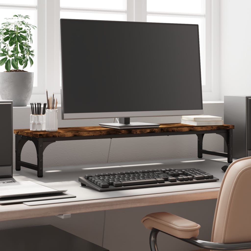 Monitor Stand Smoked Oak 85x23x15.5 cm Engineered Wood - R and M Furniture
