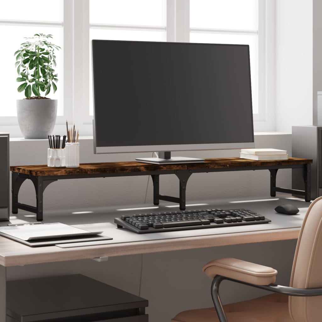 Monitor Stand Smoked Oak 105x23x15.5 cm Engineered Wood - Millennium Furniture