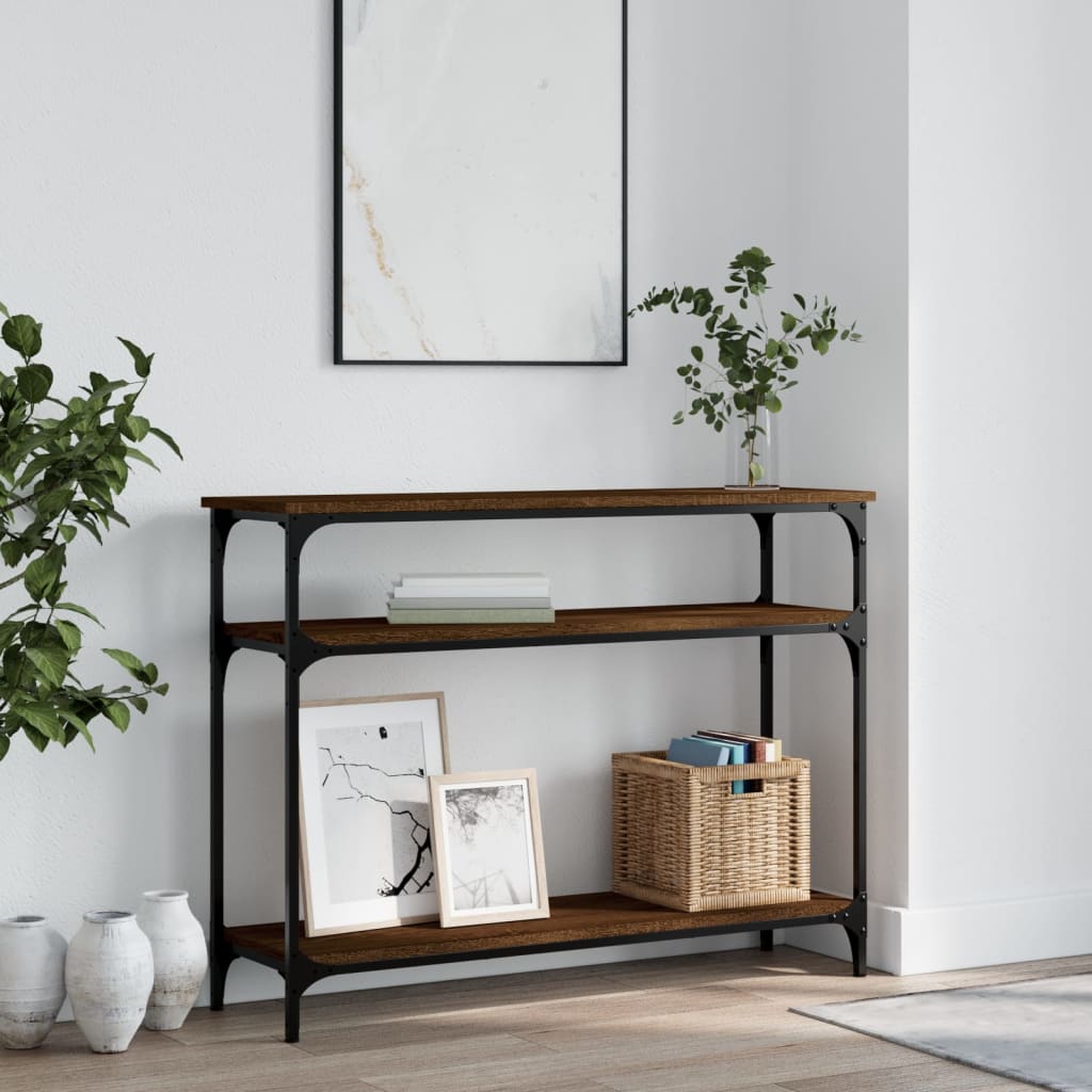 Console Table Brown Oak 100x29x75 cm Engineered Wood - Casper Homes