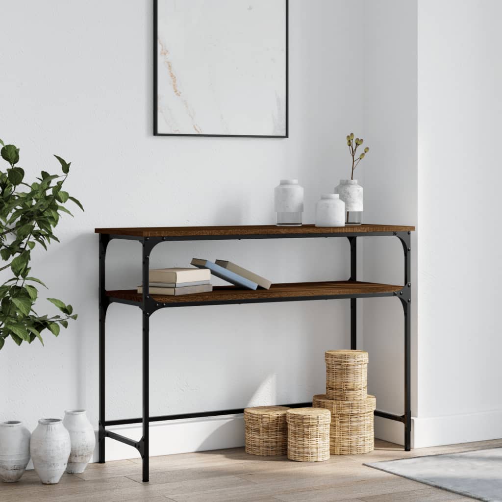 Console Table Brown Oak 100x35.5x75 cm Engineered Wood - Brittle & Co