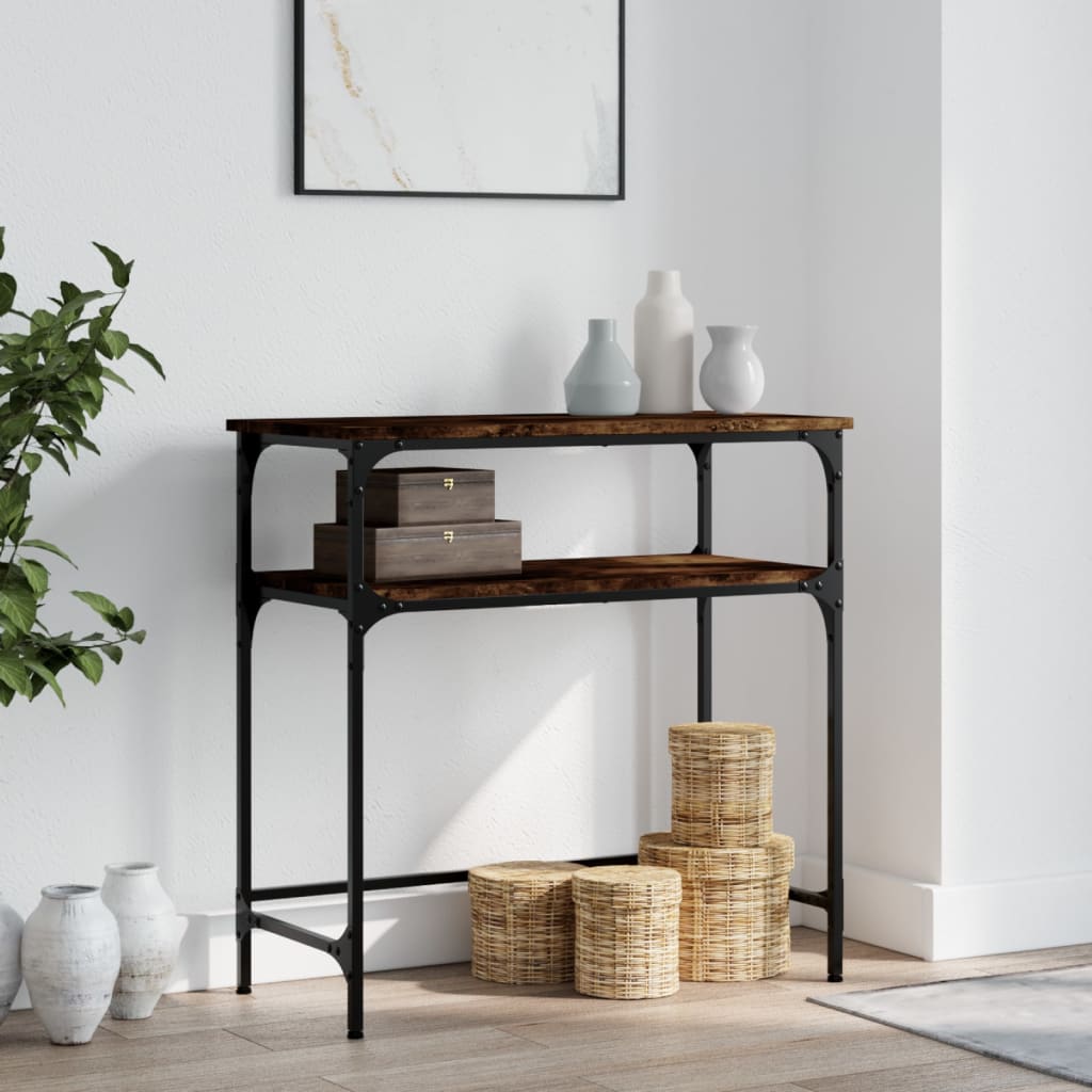 Console Table Smoked Oak 75x35.5x75 cm Engineered Wood - Direct Imports