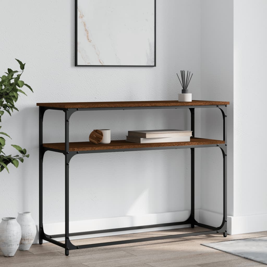 Console Table Brown Oak 100x35.5x75 cm Engineered Wood - Merlin Deals