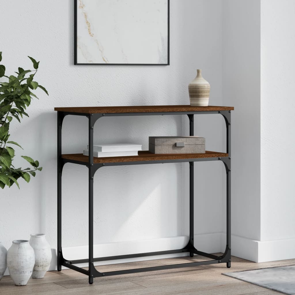 Console Table Brown Oak 75x35.5x75 cm Engineered Wood - Merkel Designers