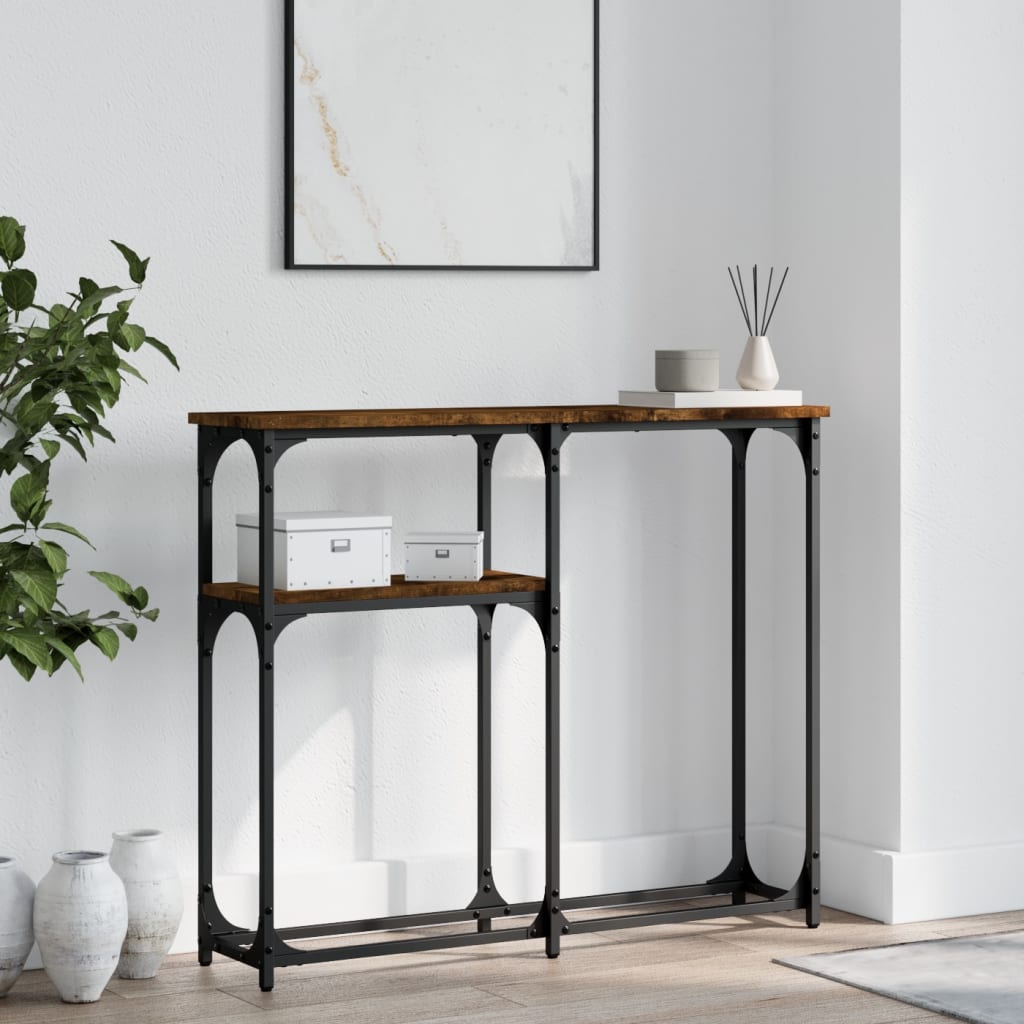 Console Table Smoked Oak 90x22.5x75 cm Engineered Wood - All Things Good