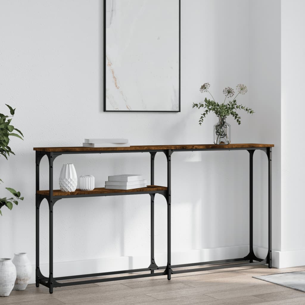 Console Table Smoked Oak 145x22.5x75 cm Engineered Wood - Merkel Designers
