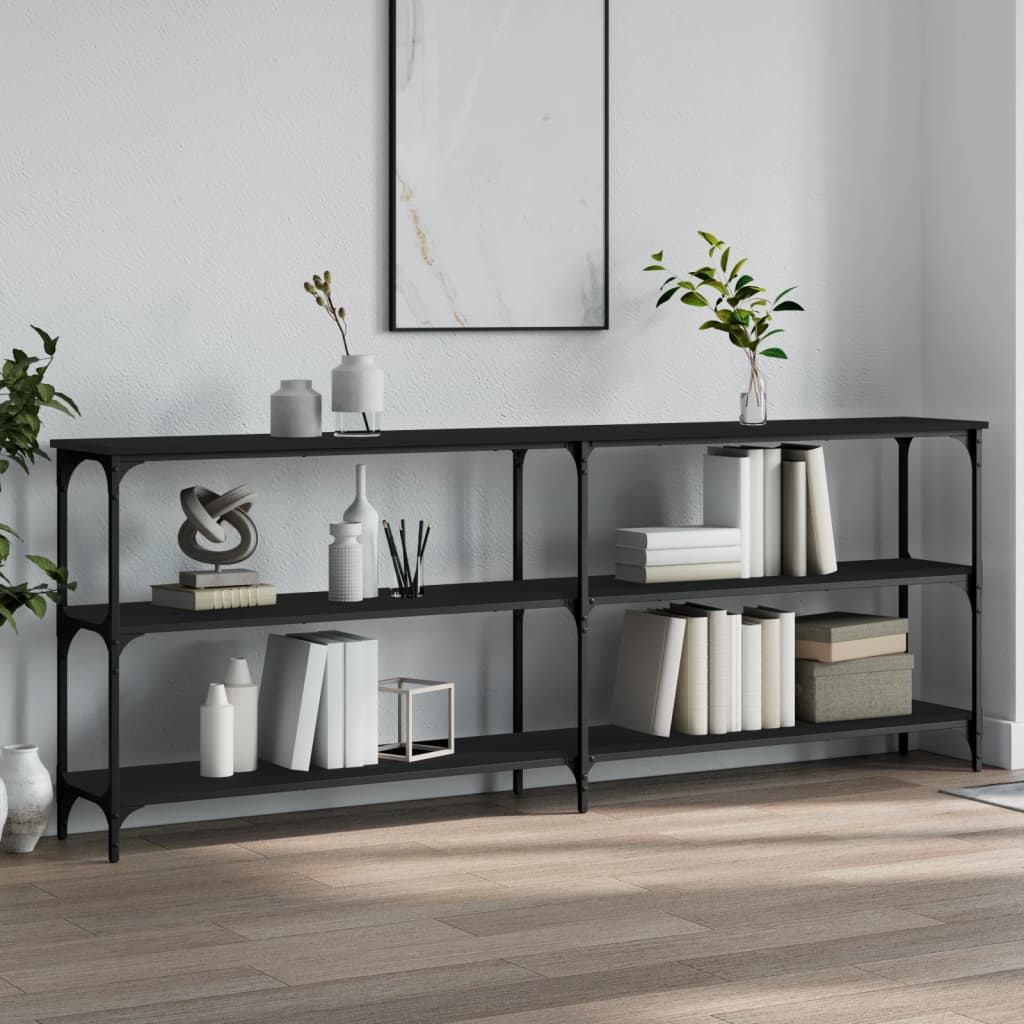 Console Table Black 200x29x75 cm Engineered Wood - Merlin Deals