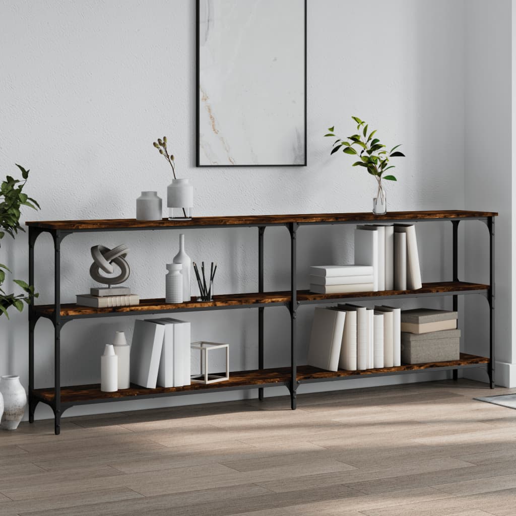 Console Table Smoked Oak 200x29x75 cm Engineered Wood - Merlin Deals
