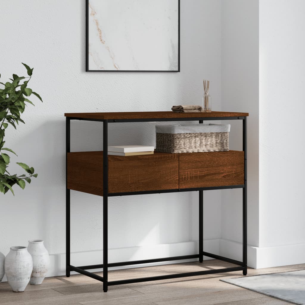 Console Table Brown Oak 75x40x75 cm Engineered Wood - Merkel Designers