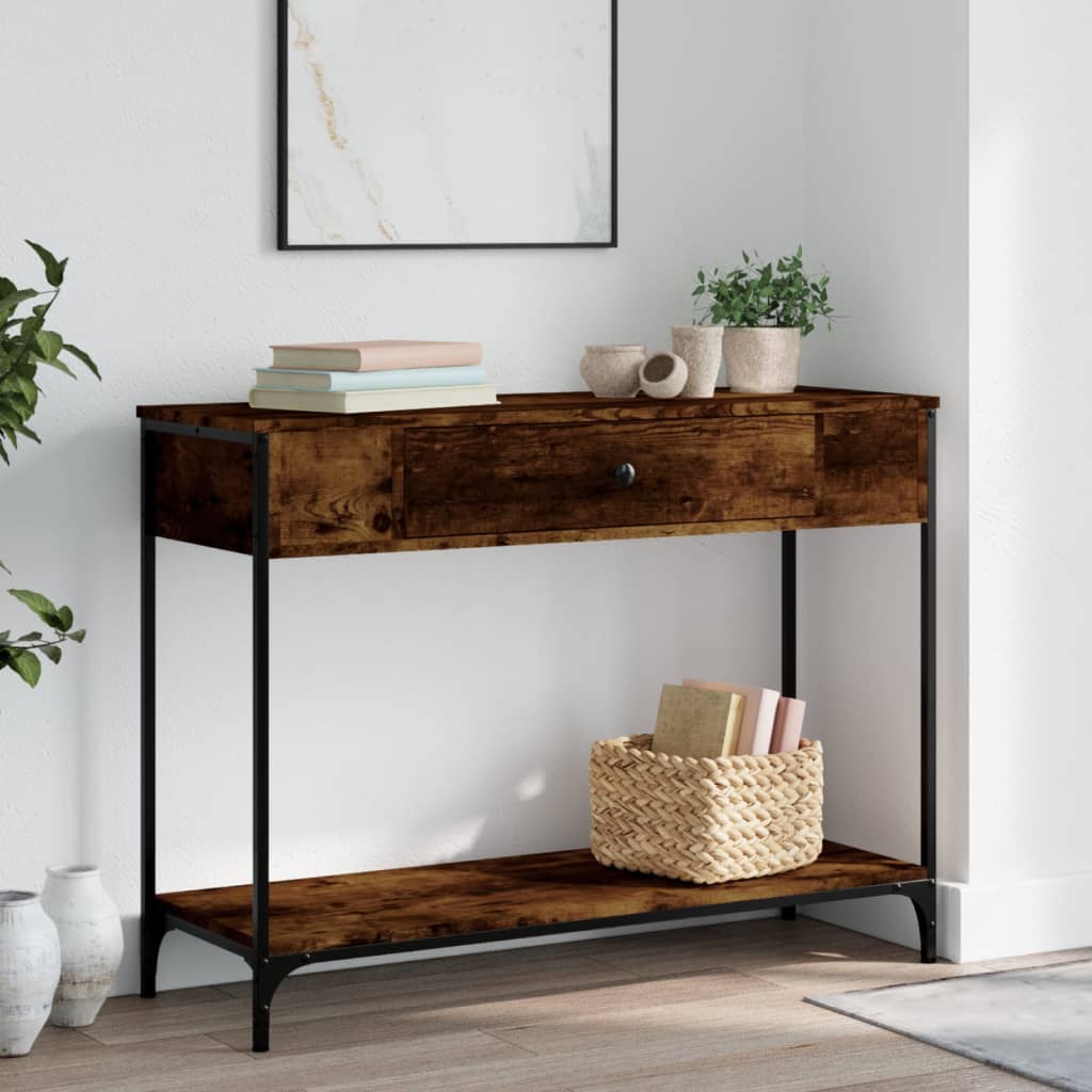 Console Table Smoked Oak 100x34.5x75 cm Engineered Wood - Millennium Furniture