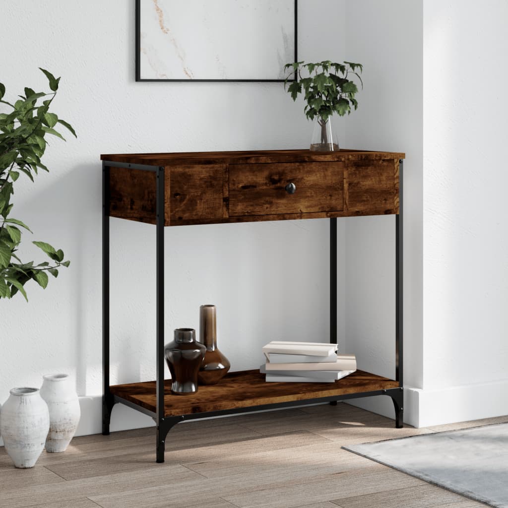 Console Table Smoked Oak 75x34.5x75 cm Engineered Wood - Sid & Sam