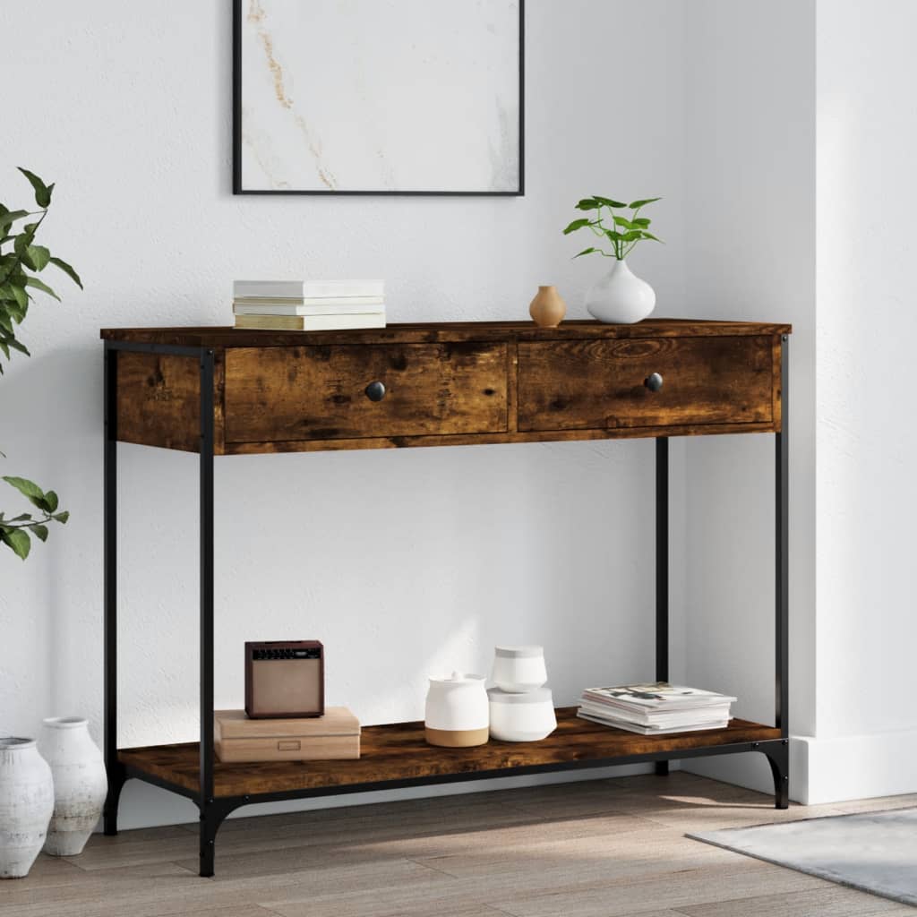 Console Table Smoked Oak 100x34.5x75 cm Engineered Wood - The Home Maker