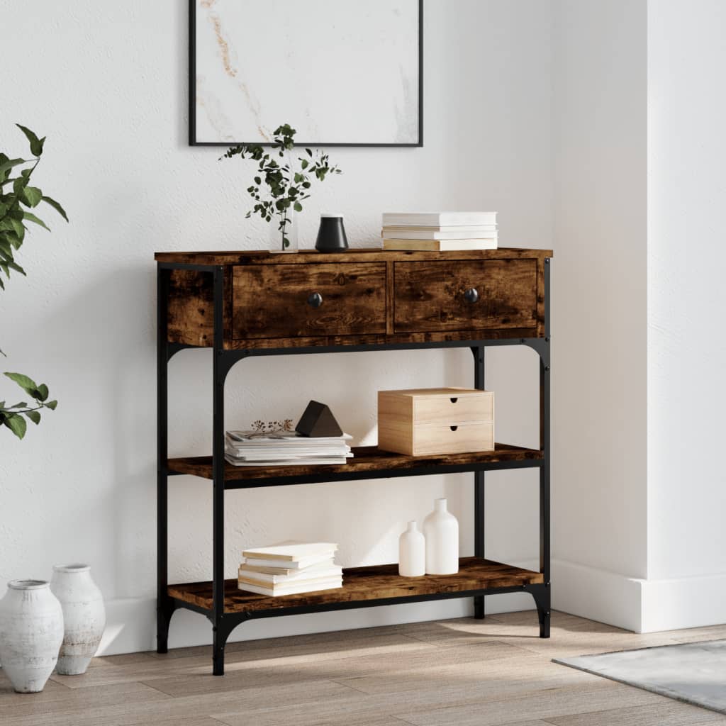 Console Table Smoked Oak 72.5x25x75 cm Engineered Wood - Direct Imports