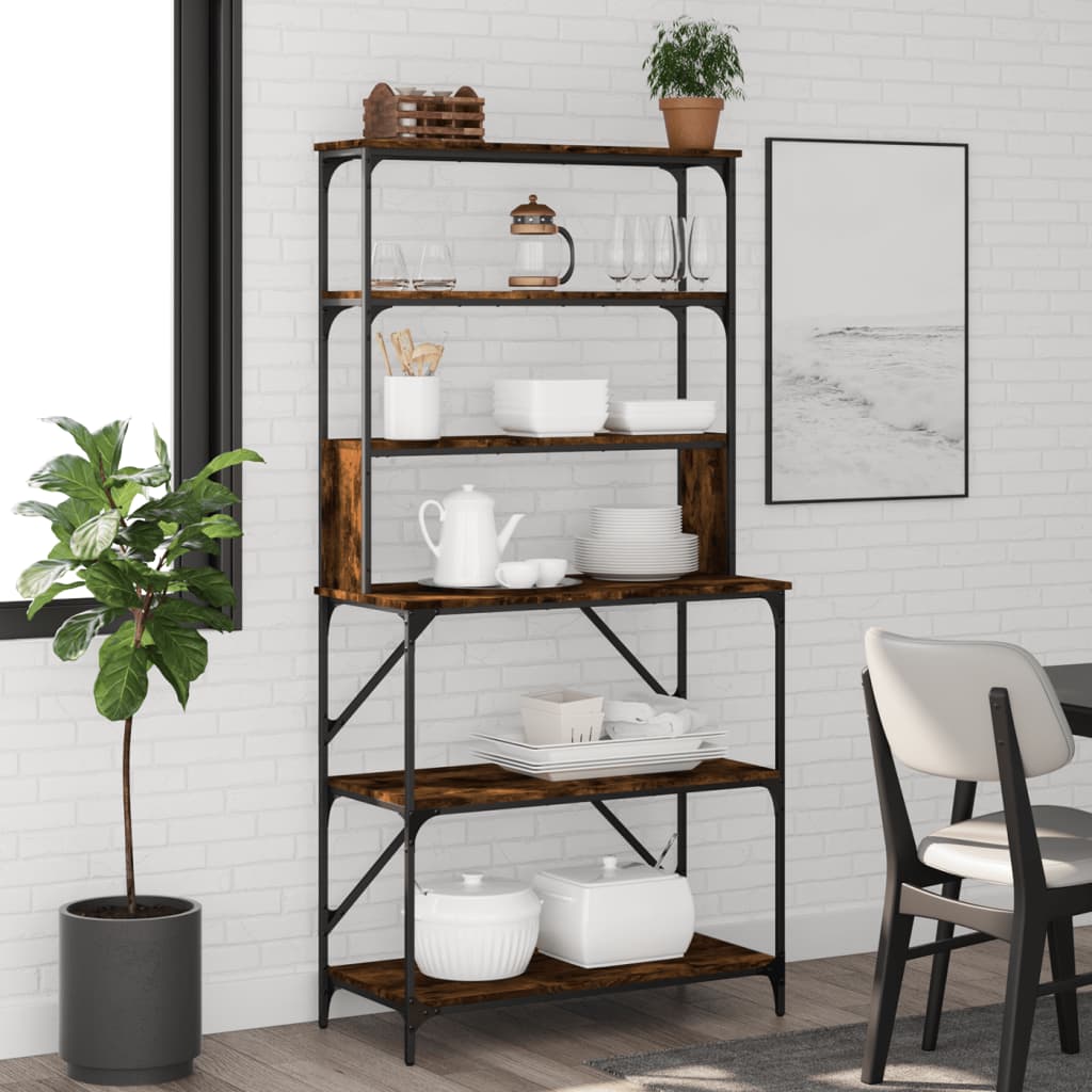 Baker's Rack 6-Tier Smoked Oak 90x40x180 cm Engineered Wood - Tyrell & Tyrell