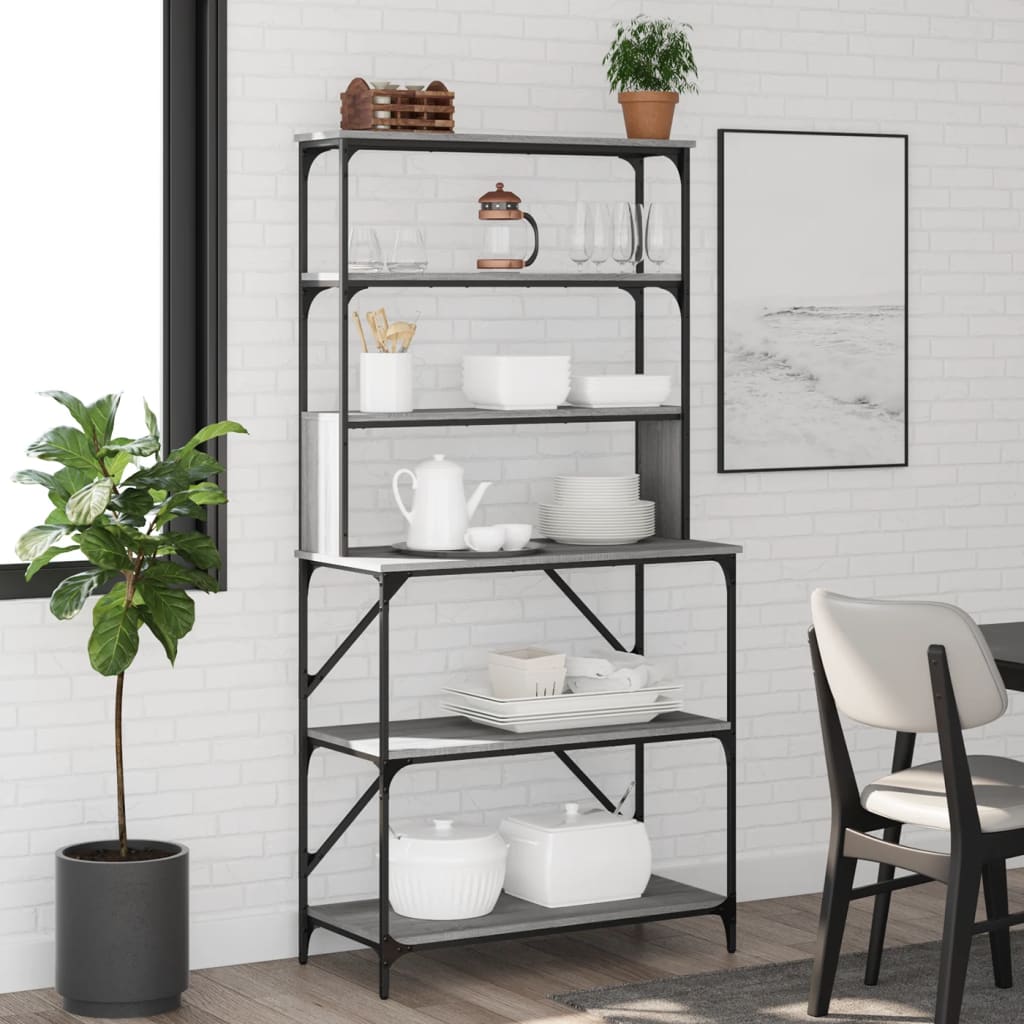 Baker's Rack 6-Tier Grey Sonoma 90x40x180 cm Engineered Wood - Merlin Deals