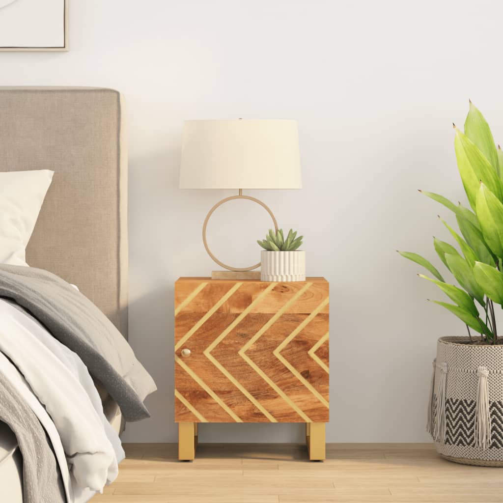Bedside Table - ElEANOR Nightstand Brown and Black 40cm - Sid & Sam