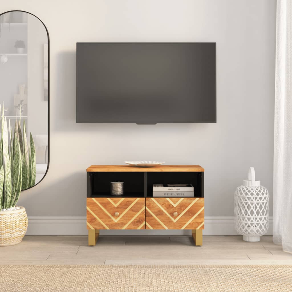 TV Cabinet Brown and Black 70x33.5x46 cm Solid Wood Mango - Tyrell & Tyrell