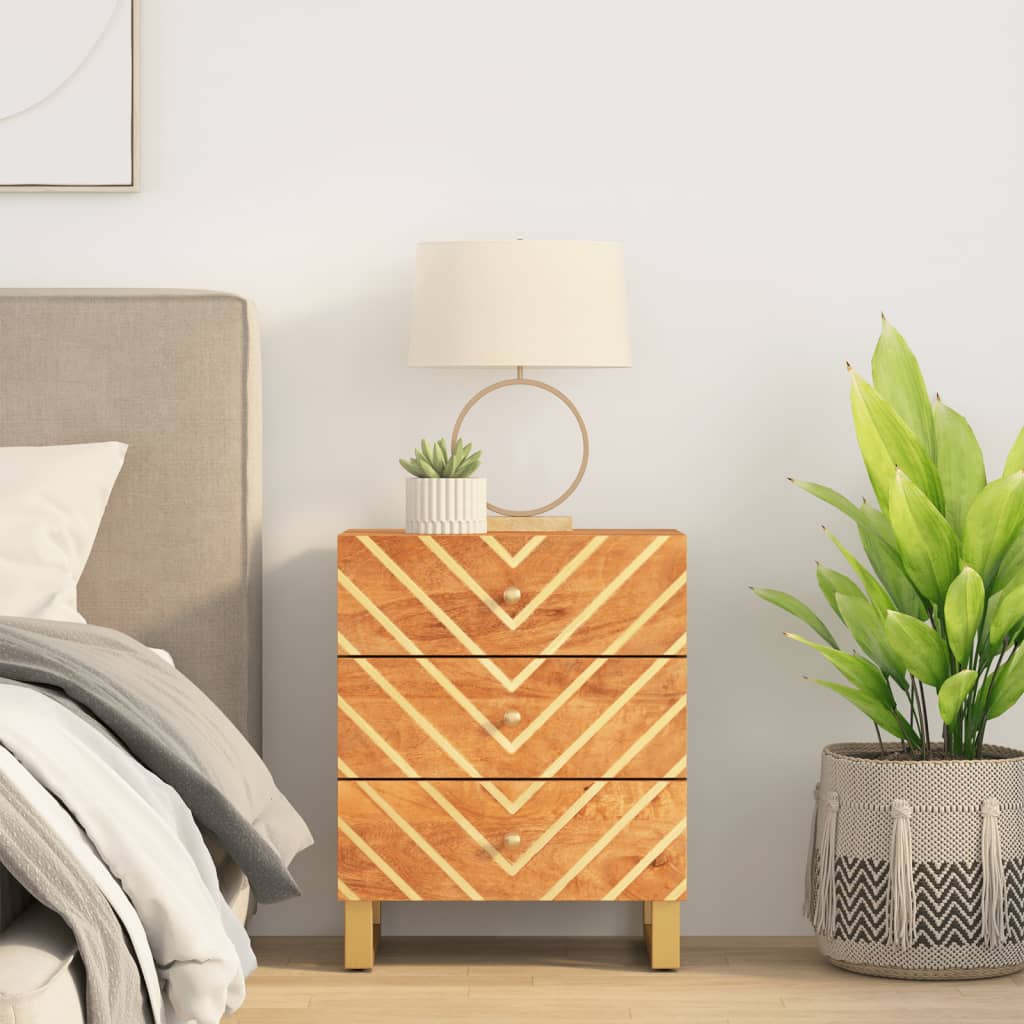 Bedside Cabinet Brown and Black 50x33x60 cm Solid Wood Mango - Brittle & Co