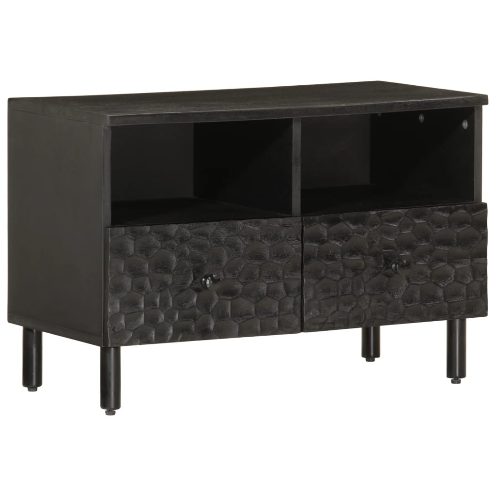 TV Cabinet Black 70x33x46 cm Solid Wood Mango - Merkel Designers