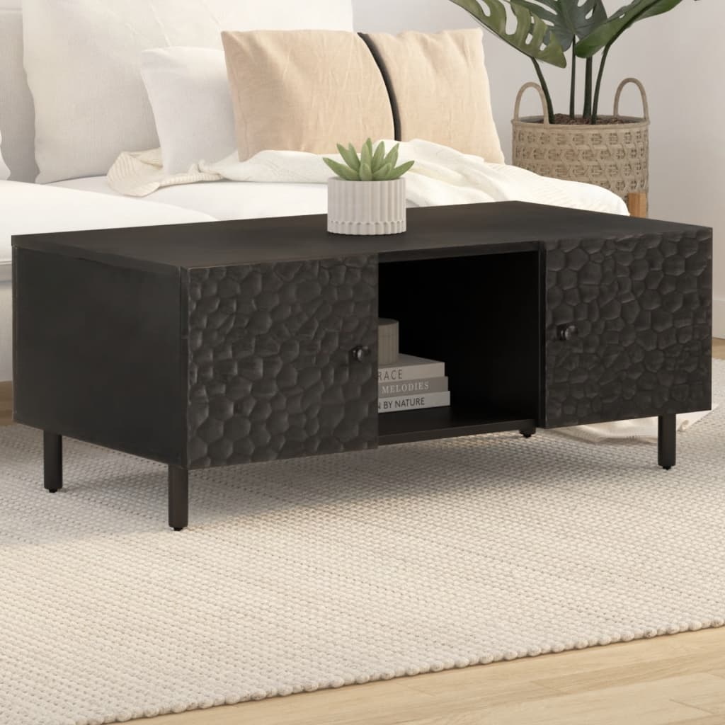 Coffee Table Black 100x54x40 cm Solid Wood Mango - All Things Good