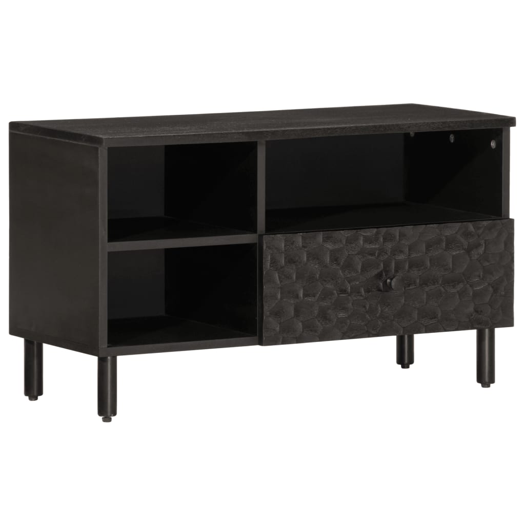 TV Cabinet Black 80x33x46 cm Solid Wood Mango - Merkel Designers