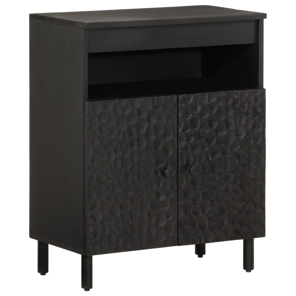 Side Cabinet Black 60x33x75 cm Solid Wood Mango - All Things Good