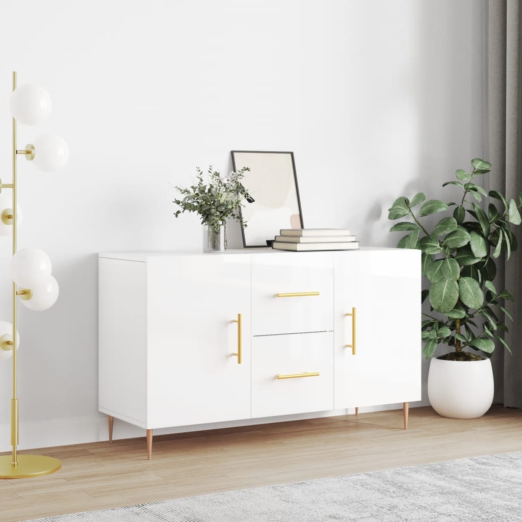 Sideboard High Gloss White 100x36x60 cm Engineered Wood - Tyrell & Tyrell