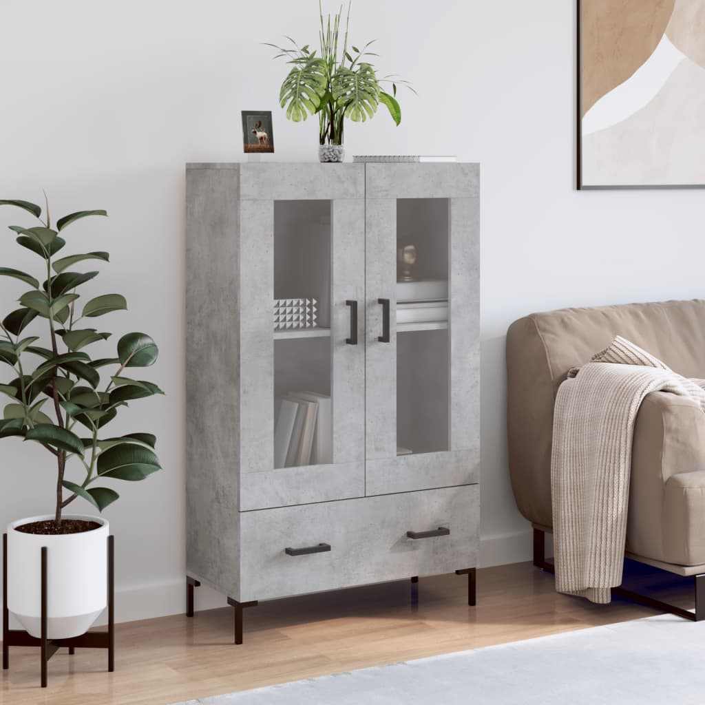 Highboard Concrete Grey 69.5x31x115 cm Engineered Wood - Merlin Deals