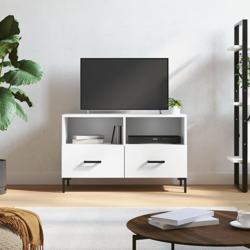TV Cabinet White 80x36x50 cm Engineered Wood - Brittle & Co