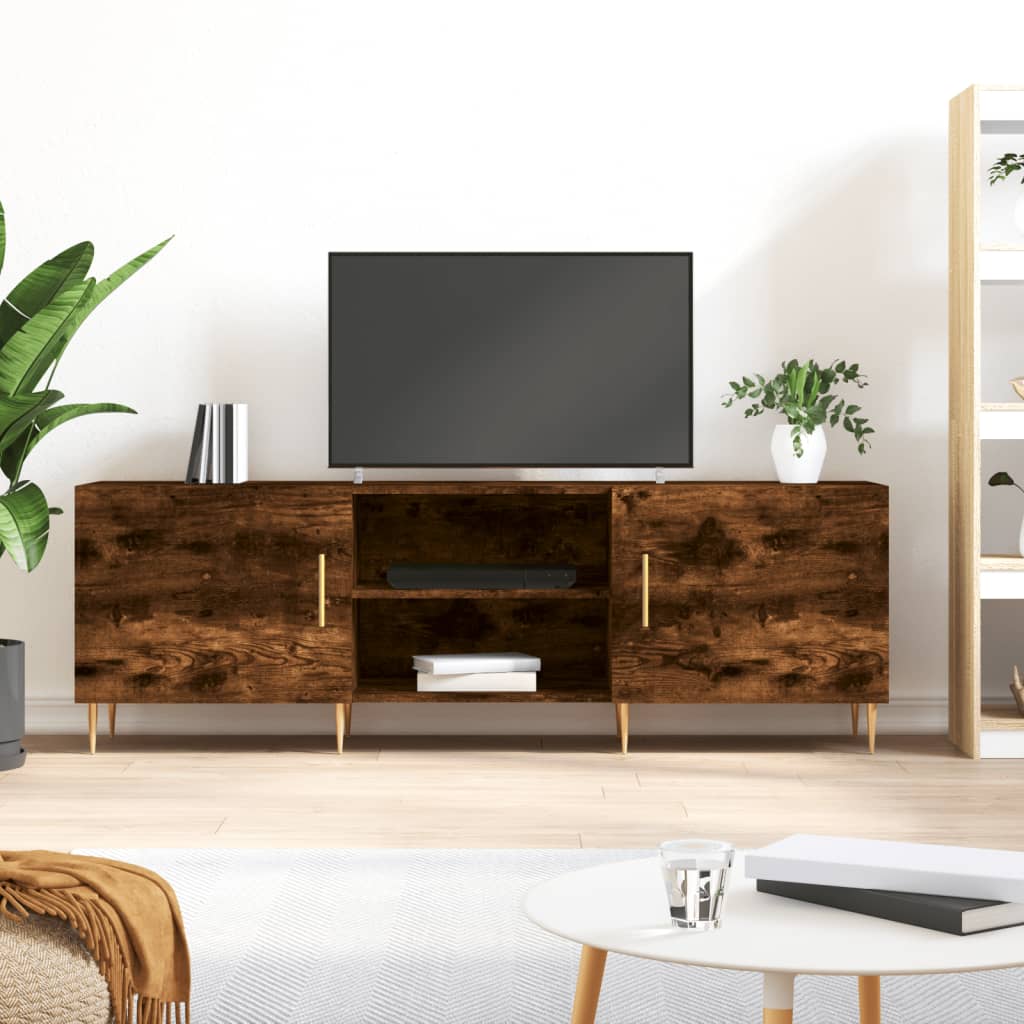 TV Cabinet Smoked Oak 150x30x50 cm Engineered Wood - Merlin Deals