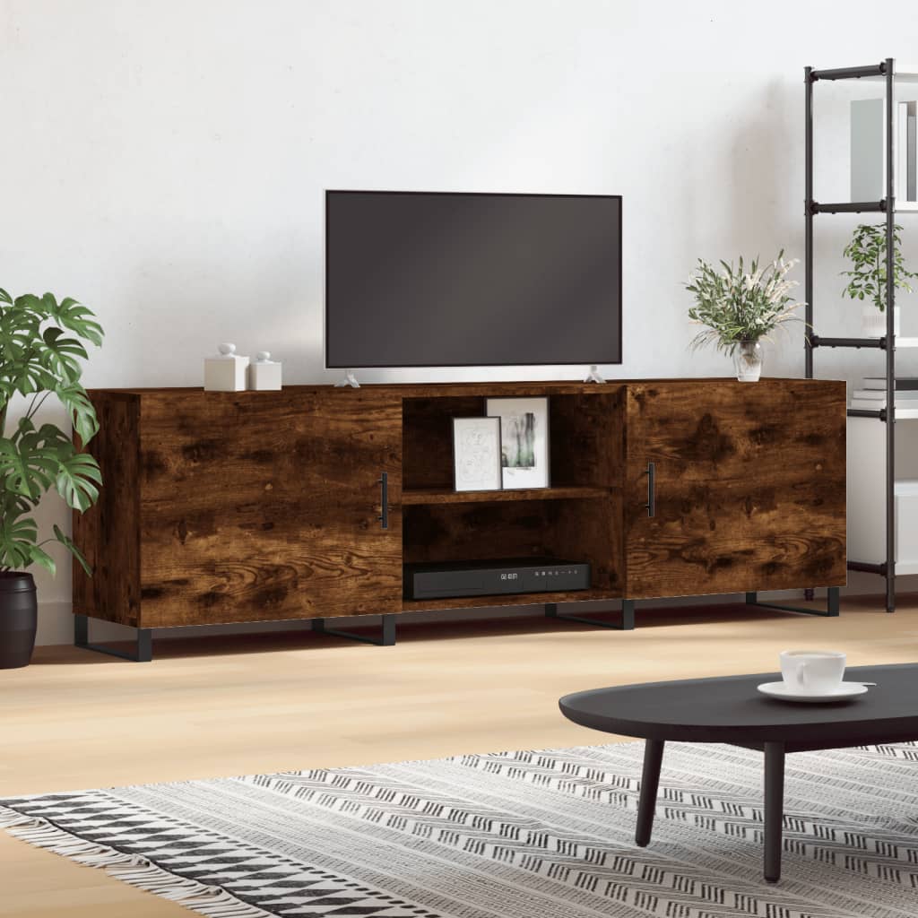 TV Cabinet Smoked Oak 150x30x50 cm Engineered Wood - Merlin Deals