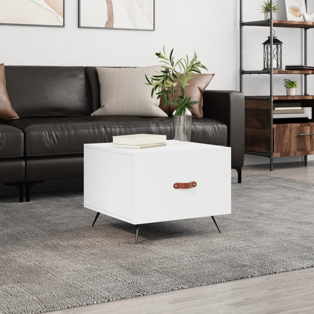 Coffee Table White 50x50x40 cm Engineered Wood - Sid & Sam
