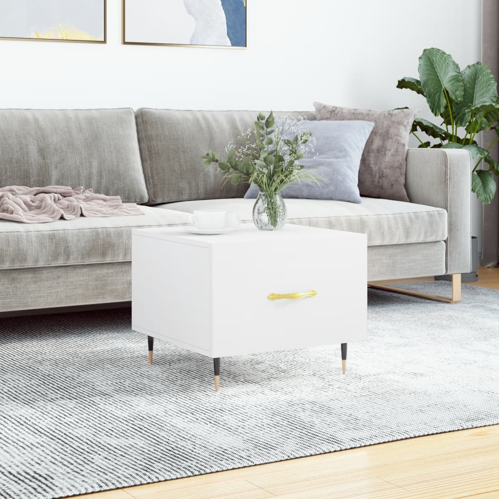 Coffee Table White 50x50x40 cm Engineered Wood - Merlin Deals