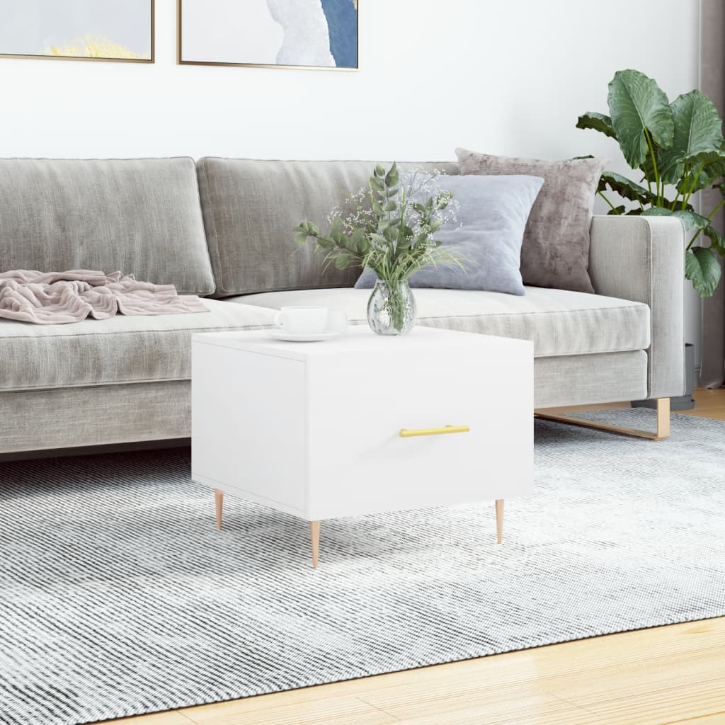 Coffee Table White 50x50x40 cm Engineered Wood - Casper Homes