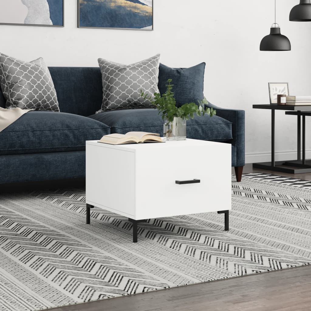 Coffee Table White 50x50x40 cm Engineered Wood - Tyrell & Tyrell