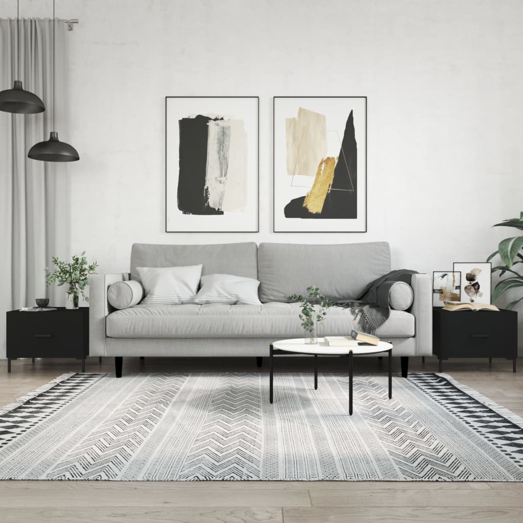Coffee Tables 2 pcs Black 50x50x40 cm Engineered Wood - Direct Imports