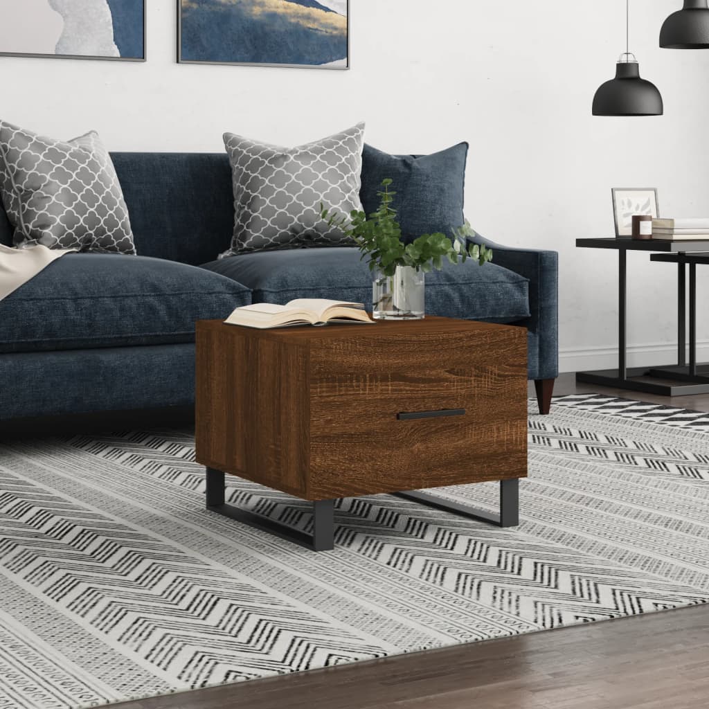 Coffee Table Brown Oak 50x50x40 cm Engineered Wood - Sid & Sam