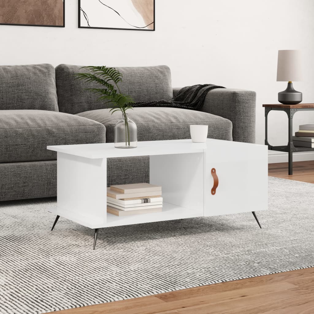 Coffee Table High Gloss White 90x50x40 cm Engineered Wood - Sid & Sam