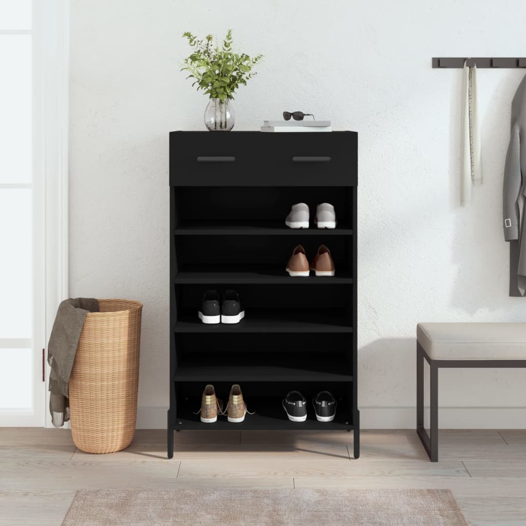 Shoe Cabinet Black 60x35x105 cm Engineered Wood - Casper Homes
