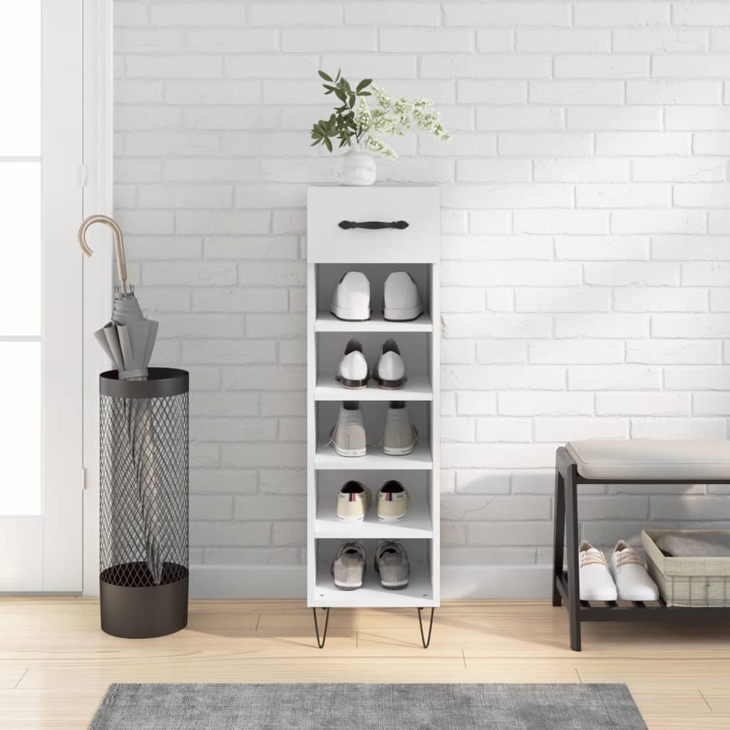 Shoe Cabinet White 30x35x105 cm Engineered Wood - Casper Homes