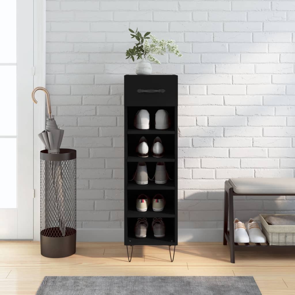 Shoe Cabinet Black 30x35x105 cm Engineered Wood - R and M Furniture